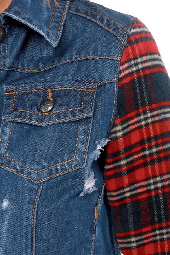 Cool Denim Jacket Flannel Jacket Plaid Jacket 63.00