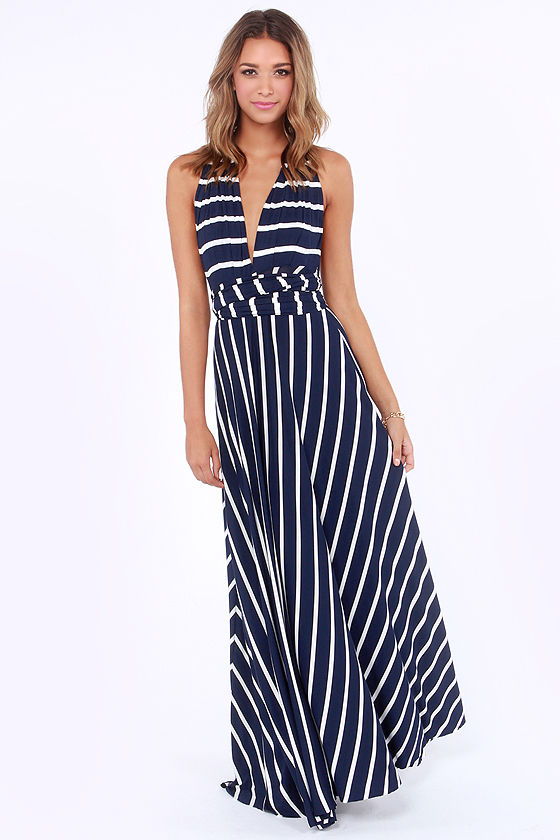 Awesome Striped Dress - Maxi Dress - Wrap Dress - $78.00