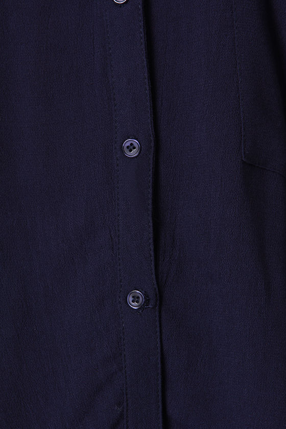 Cute Navy Blue Top - Long Sleeve Top - $38.00