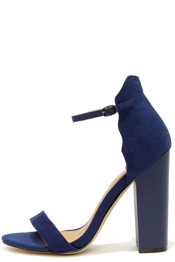 Cute Navy Blue Heels - Ankle Strap Heels - Dress Sandals - $79.00