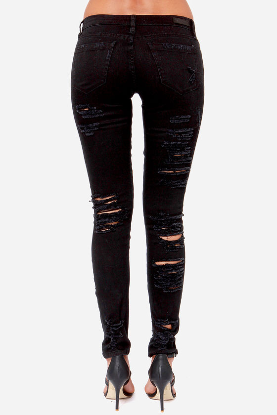Blank NYC Skinny Classique - Shredded Jeans - Black Jeans - $83.00