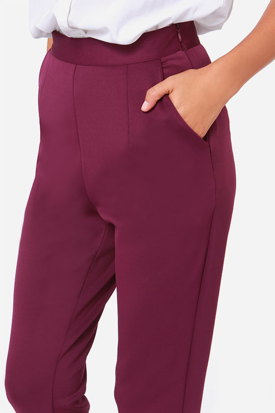 burgundy tech fleece pants