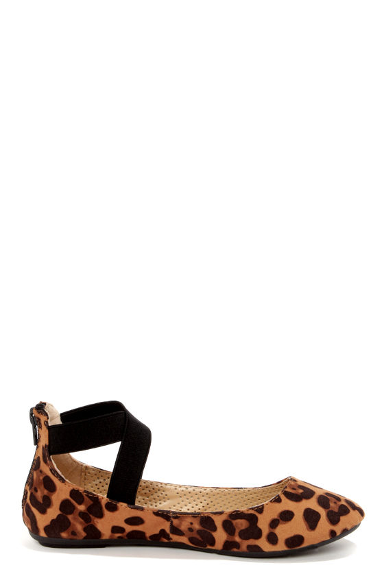 ankle strap leopard flats