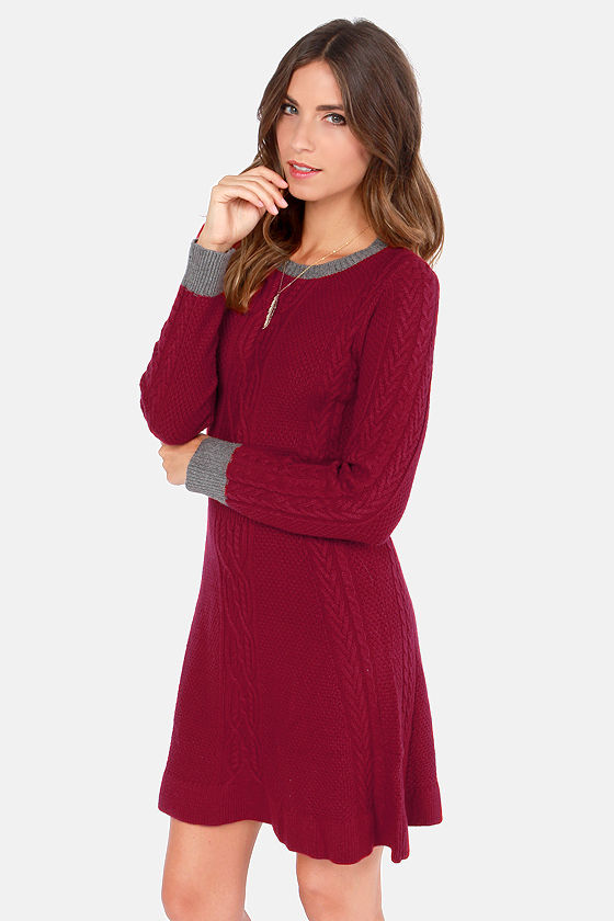 Cute Red Dress - Sweater Dress - A-Line Dress - $75.00