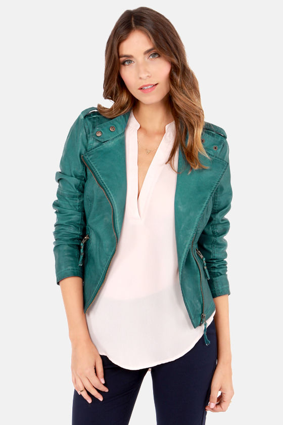 Black Swan Heart Jacket Teal Blue Vegan Leather Black Swan Heart Teal Blue Vegan Leather Jacket