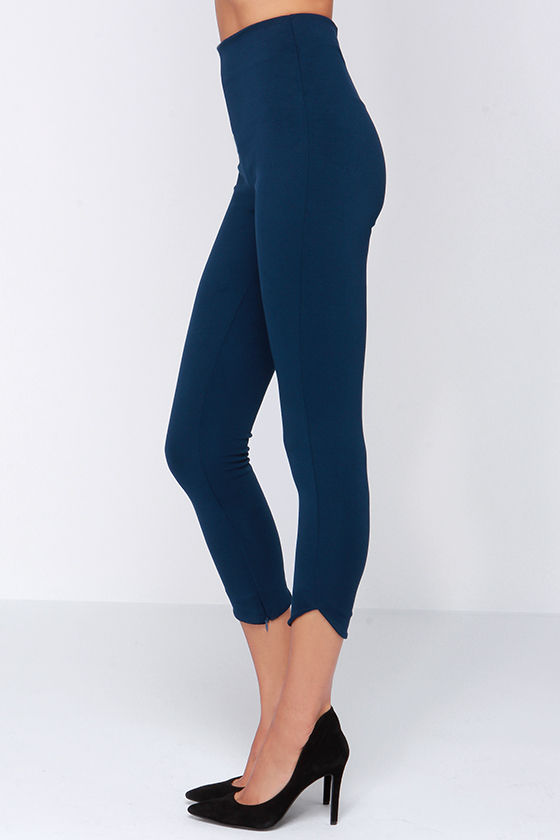 Cute Navy Blue Leggings Cropped Leggings Thick Leggings 36.00