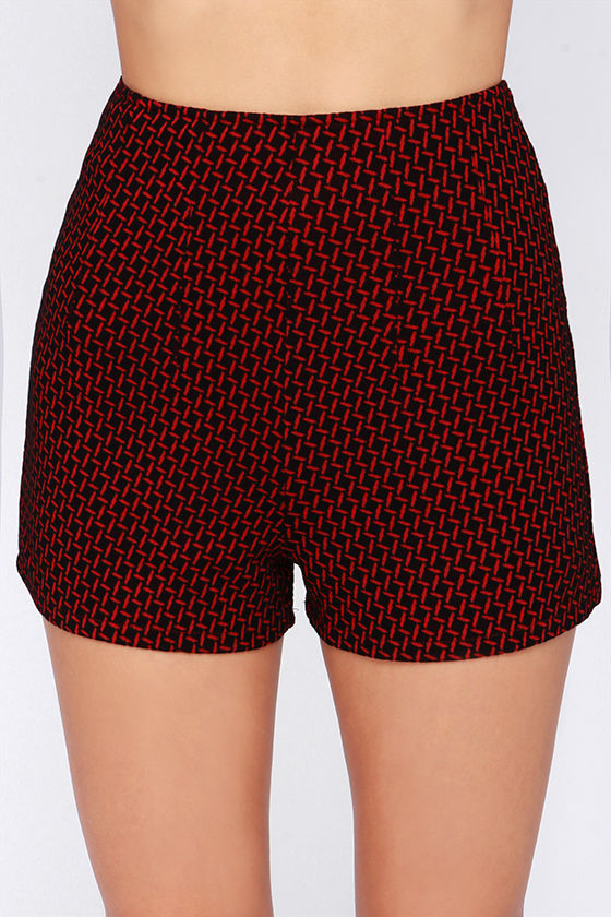 Cute Black and Red Shorts - High Waisted Shorts - Print Shorts - $41.00