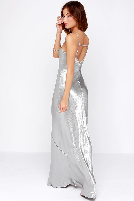 Sexy Silver Dress - Metallic Dress - Silver Maxi Dress - $49.00