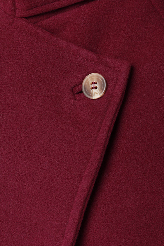 Burgundy Coat - Felted Coat - Button Coat - $73.00