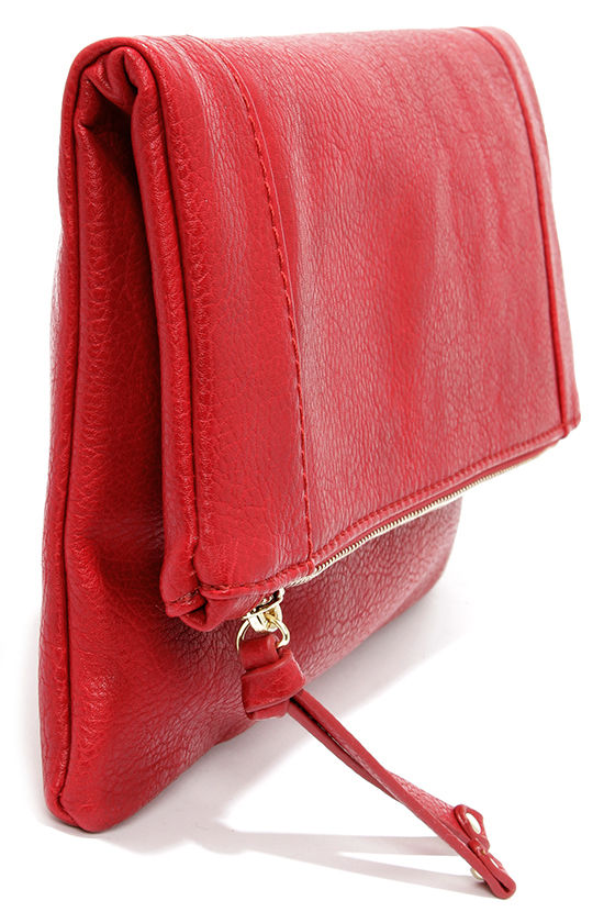 Cute Red Clutch Red Purse Folding Clutch Vegan Purse 47.00