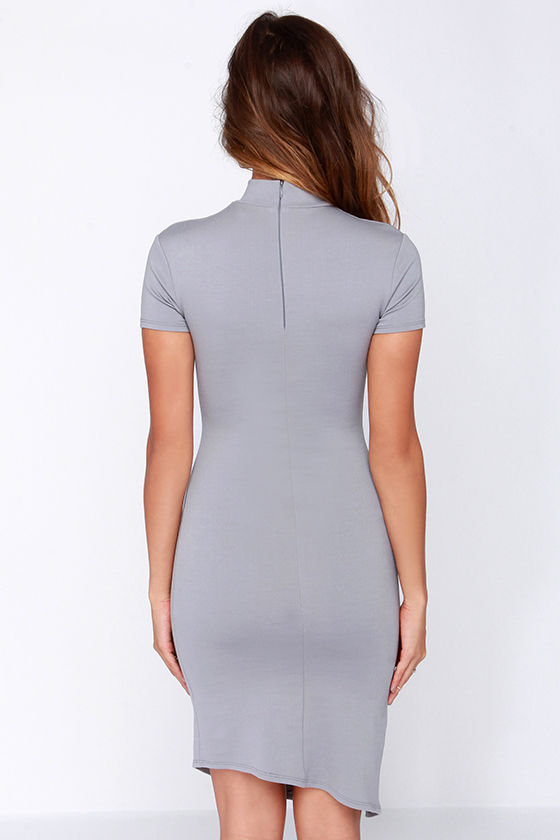 Pretty Grey Dress Bodycon Dress Midi Dress 48.00