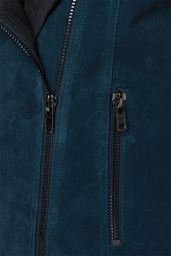 Color Block Jacket Suede Jacket Blue Jacket 213.00