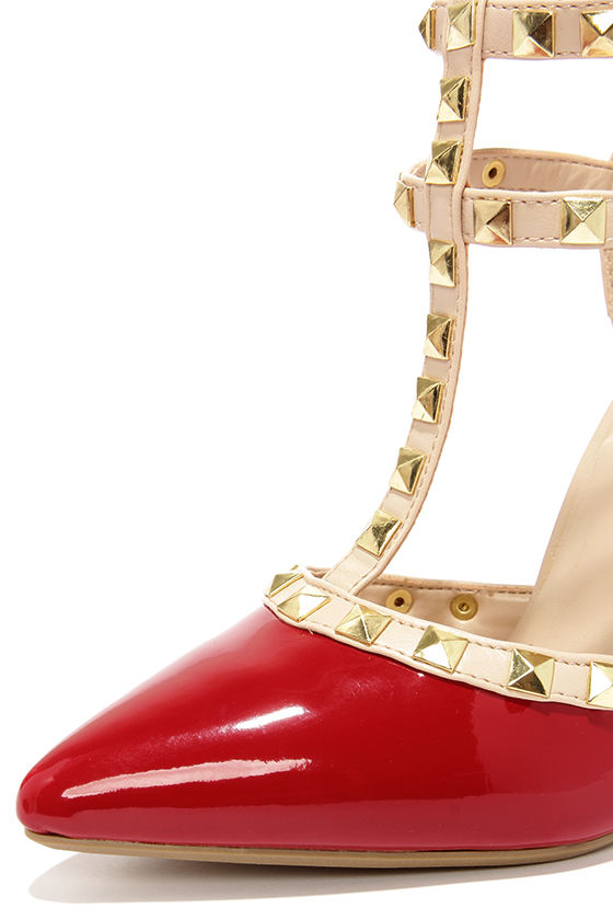 pointed studded heels