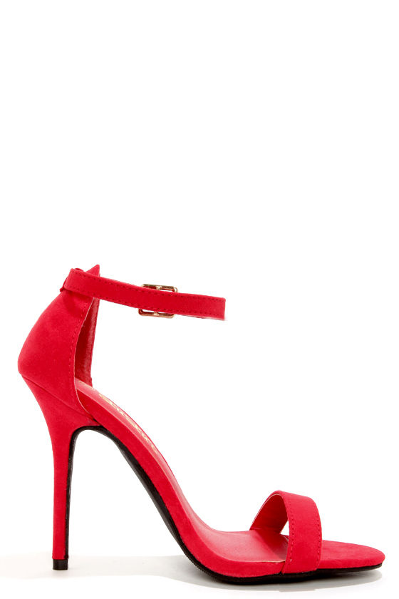 Sexy Ruby Red Single Strap Heels - Ankle Strap Heels