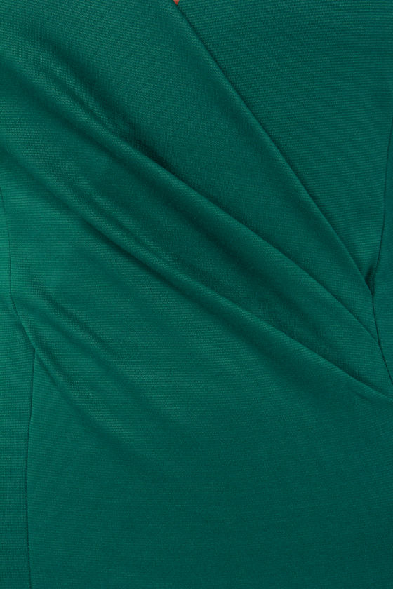 Sexy Hunter Green Dress - Long Sleeve Dress - Wrap Dress - $35.00