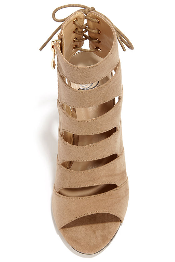 taupe booties high heel