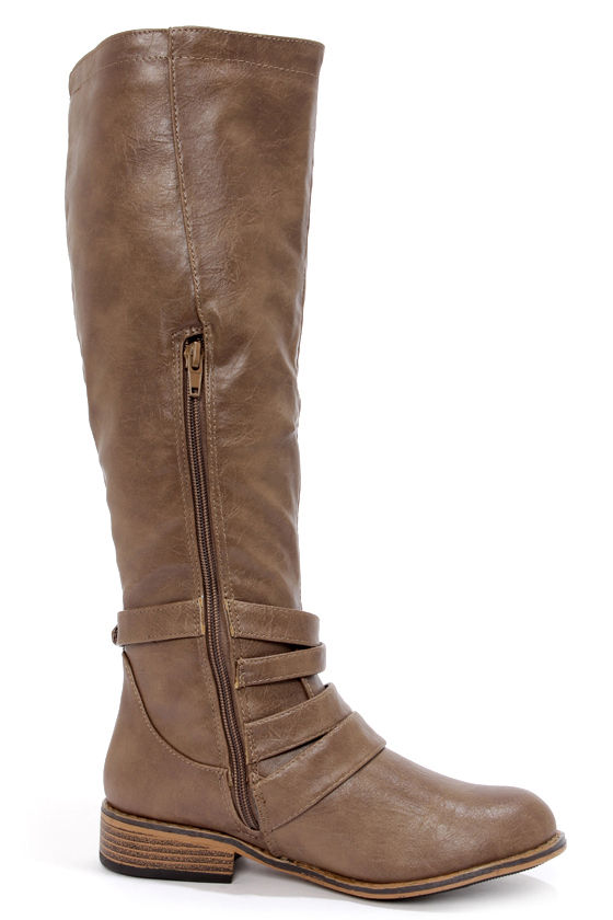 Cute Taupe Boots - Vegan Boots - Riding Boots - Knee-High Boots - $46.00