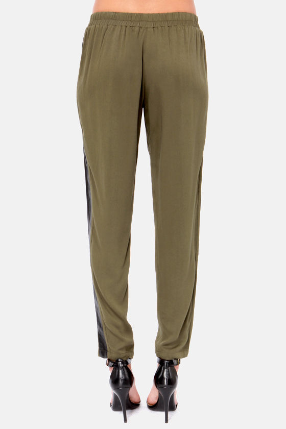 Cute Olive Green Pants Cropped Pants Harem Pants Joggers 30.00