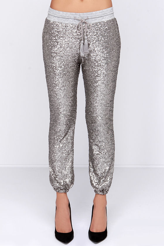 sequin jogger pants