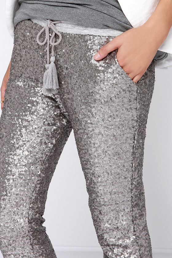 silver jogger pants