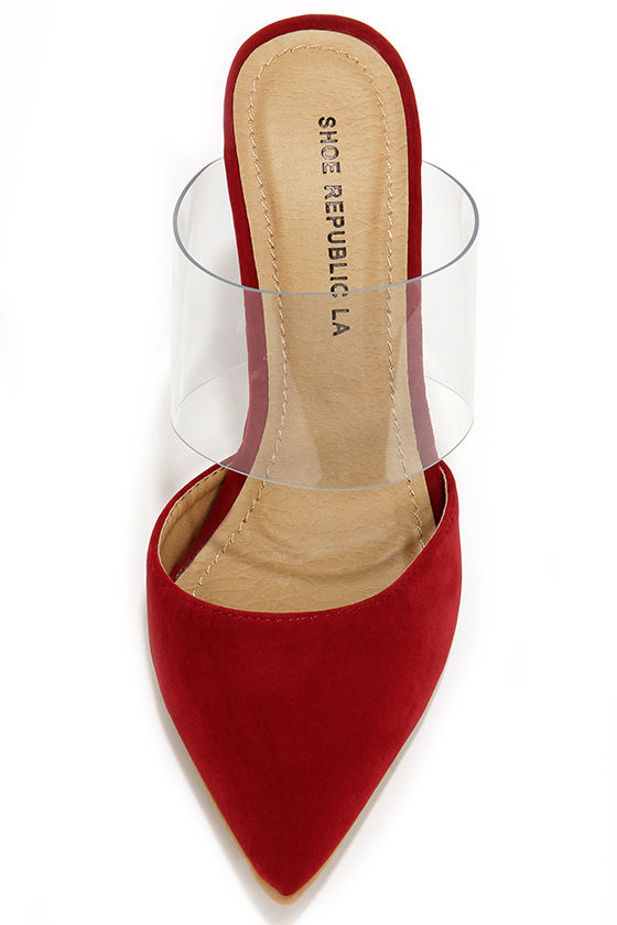 red lucite heels