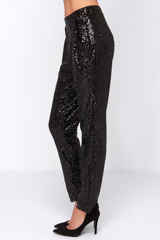 orange sequin pants