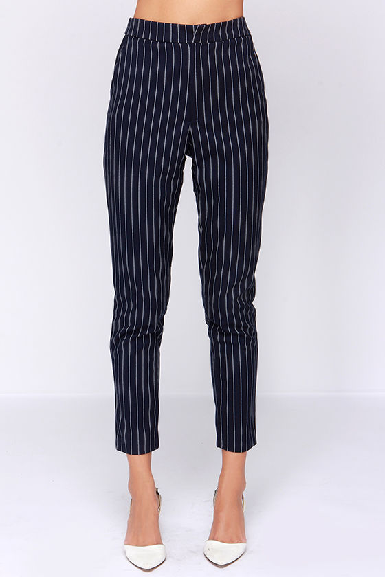 blue and white striped pants womens