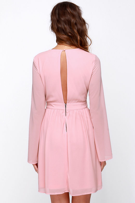 Pretty Blush Pink Dress Long Sleeve Dress 43.00