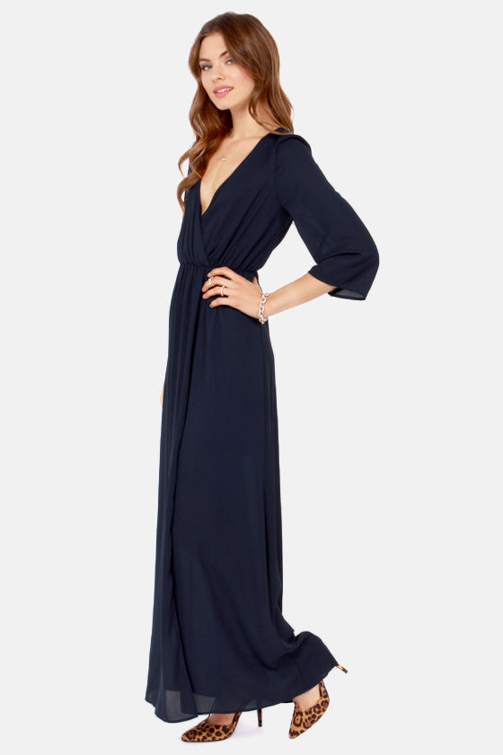 Sexy Blue Dress - Wrap Dress - Maxi Dress - $49.00