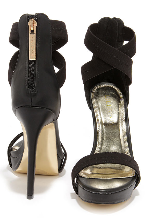 Sexy Black Heels - Ankle Strap Heels - Platform Heels - $38.00