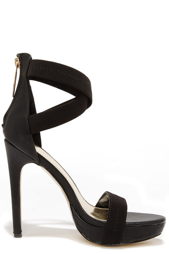 ankle strap black platform heels