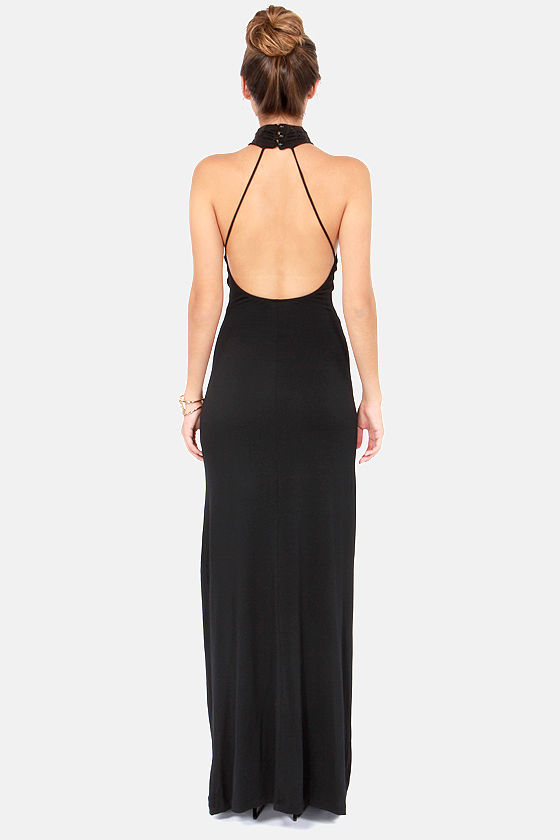 Empowered Woman Maxi Dress - Black, 100 Percent Stretch Double-Lined Polyester For Any Event