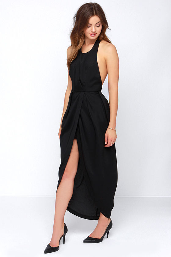 Sexy Black Dress - Backless Dress - Surplice Dress - $48.00