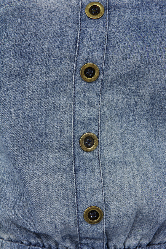 strapless denim jumpsuit
