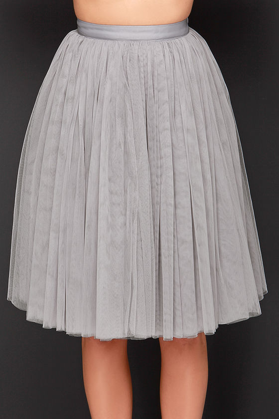 Grey Tulle Peony Illusion Skirt