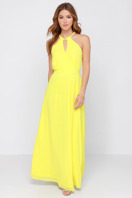 yellow formal maxi dress