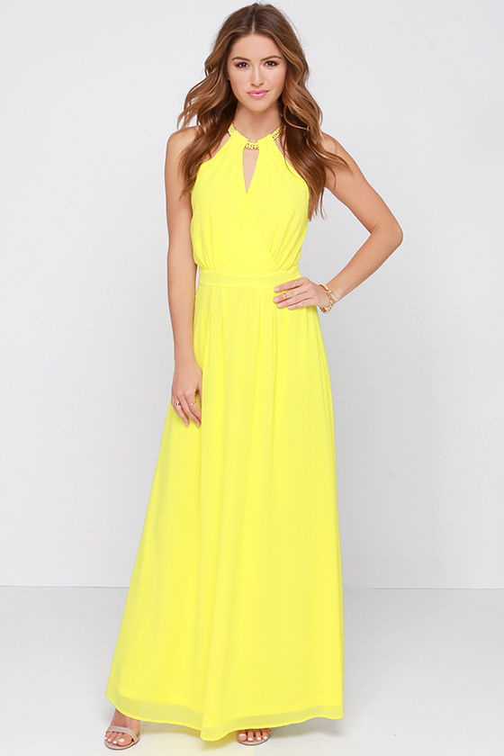 yellow formal maxi dress