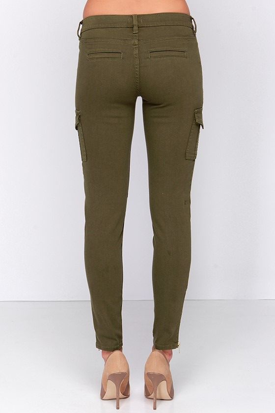 olive green cargo skinny jeans