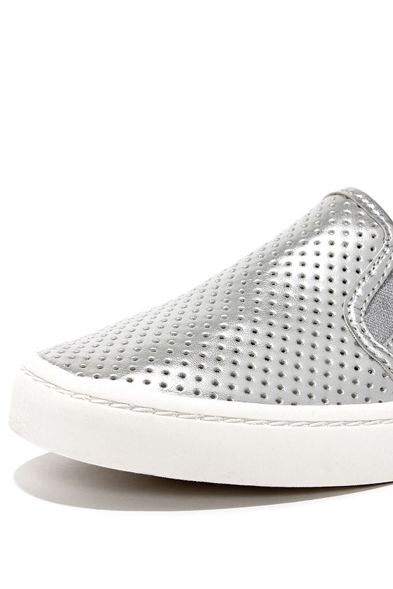 Silver Sneakers - Slip-On Sneakers - Plimsolls - $46.00