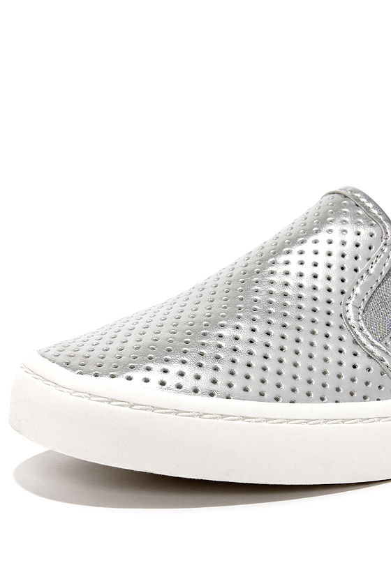 slip on silver sneakers