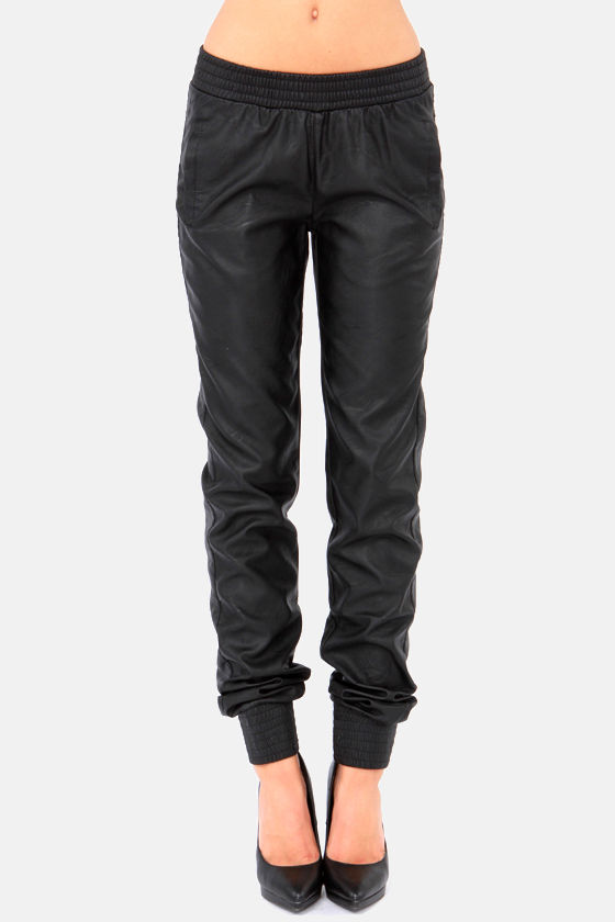 black vegan leather pants