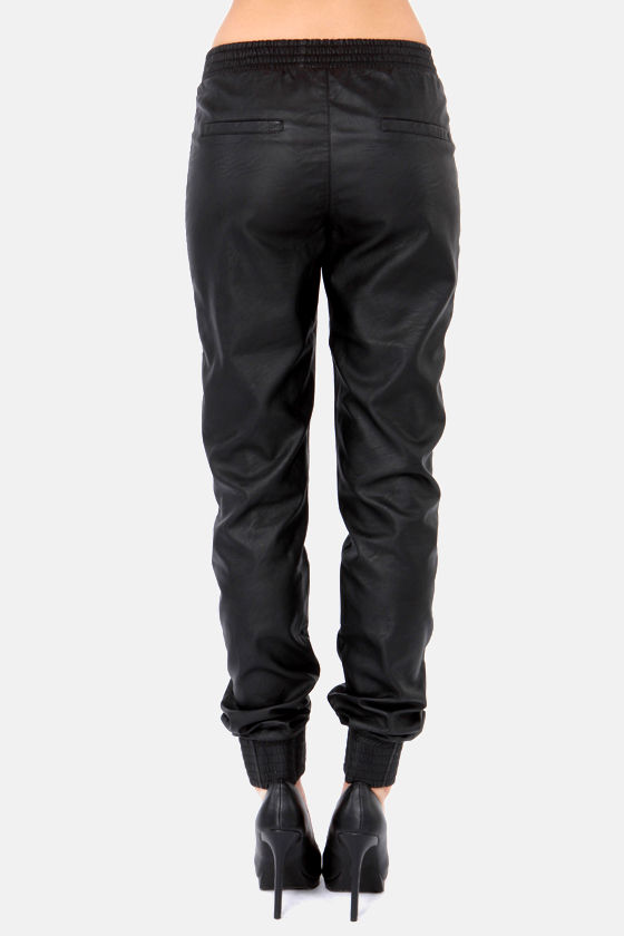 black vegan leather pants