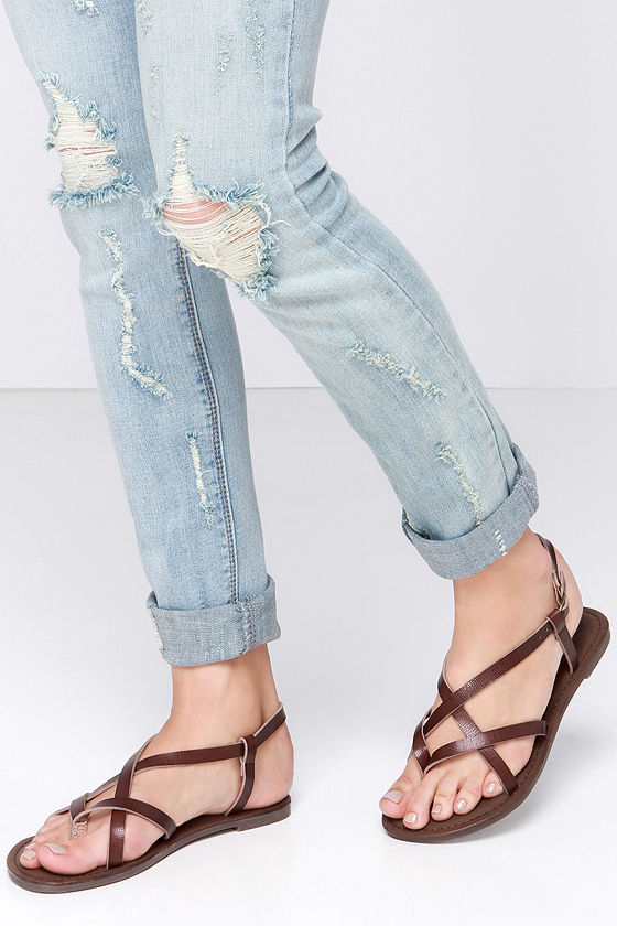 Cute Brown Sandals - Flat Sandals - Thong Sandals - $18.00