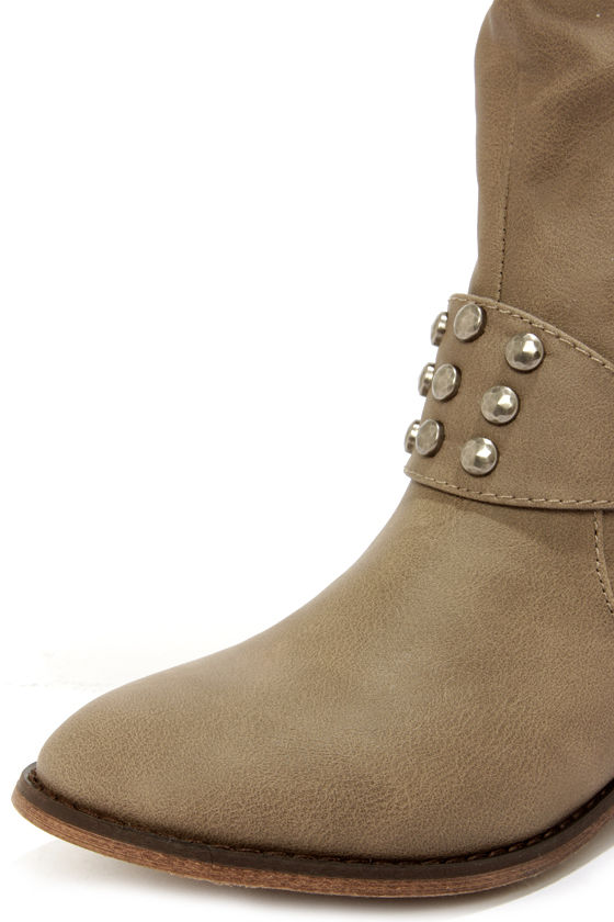 beige over the knee flat boots