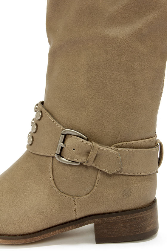 beige over the knee flat boots
