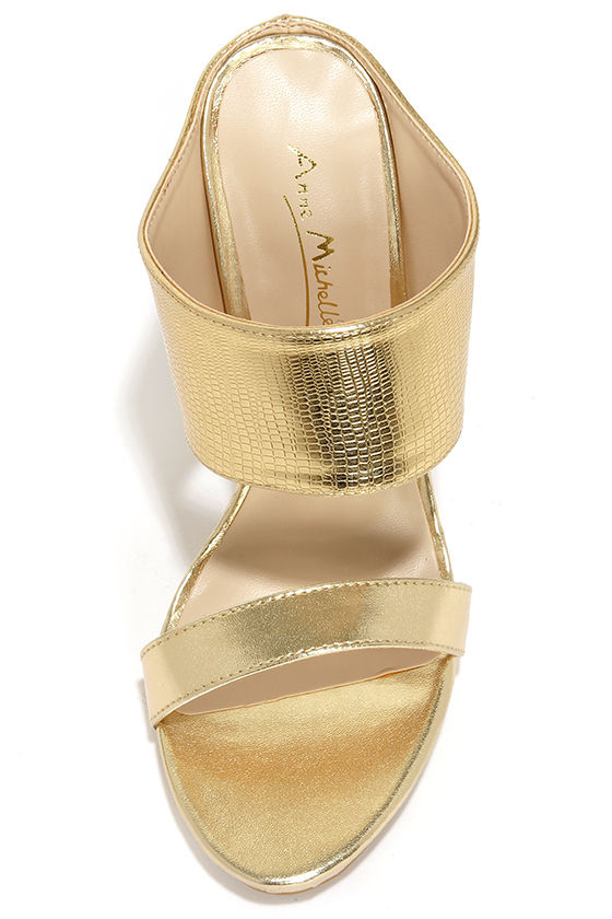 wide fit gold mules