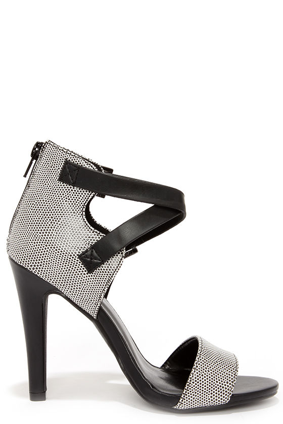 black and white heels with ankle strap