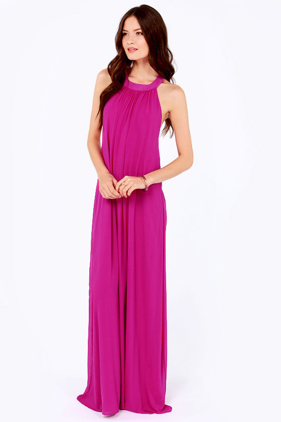 Sexy Magenta Dress - Maxi Dress - T Back Dress - $47.00