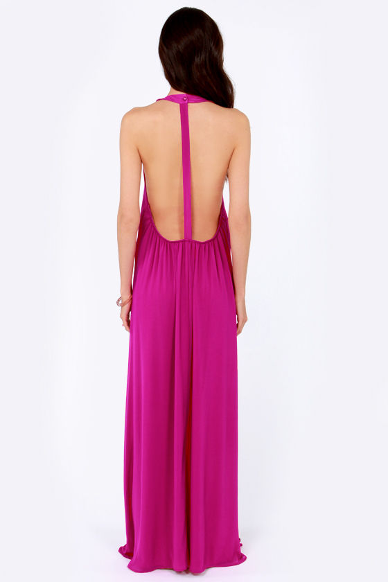 Sexy Magenta Dress - Maxi Dress - T Back Dress - $47.00