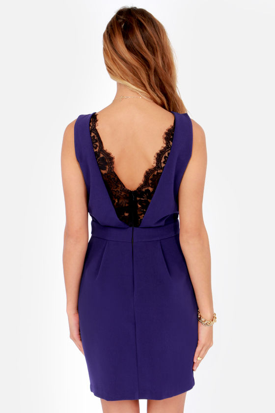 Lovely Royal Blue Dress - Lace Dress - Sheath Dress - $41.00